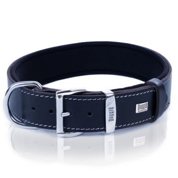 Doggie Konforlu Gerçek Deriden El Yapımı Köpek Boyun Tasması 4x52-60cm - Black