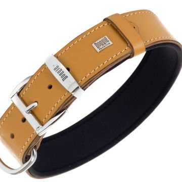 Doggie Konforlu Gerçek Deriden El Yapımı Köpek Boyun Tasması 4x52-60cm - Camel
