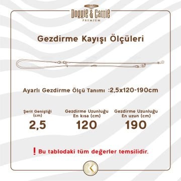 Doggie Ayarlanabilir Seri Klasik Gerçek Deriden El Yapımı  Köpek Gezdirme Kayışı 2x120-200cm - Black