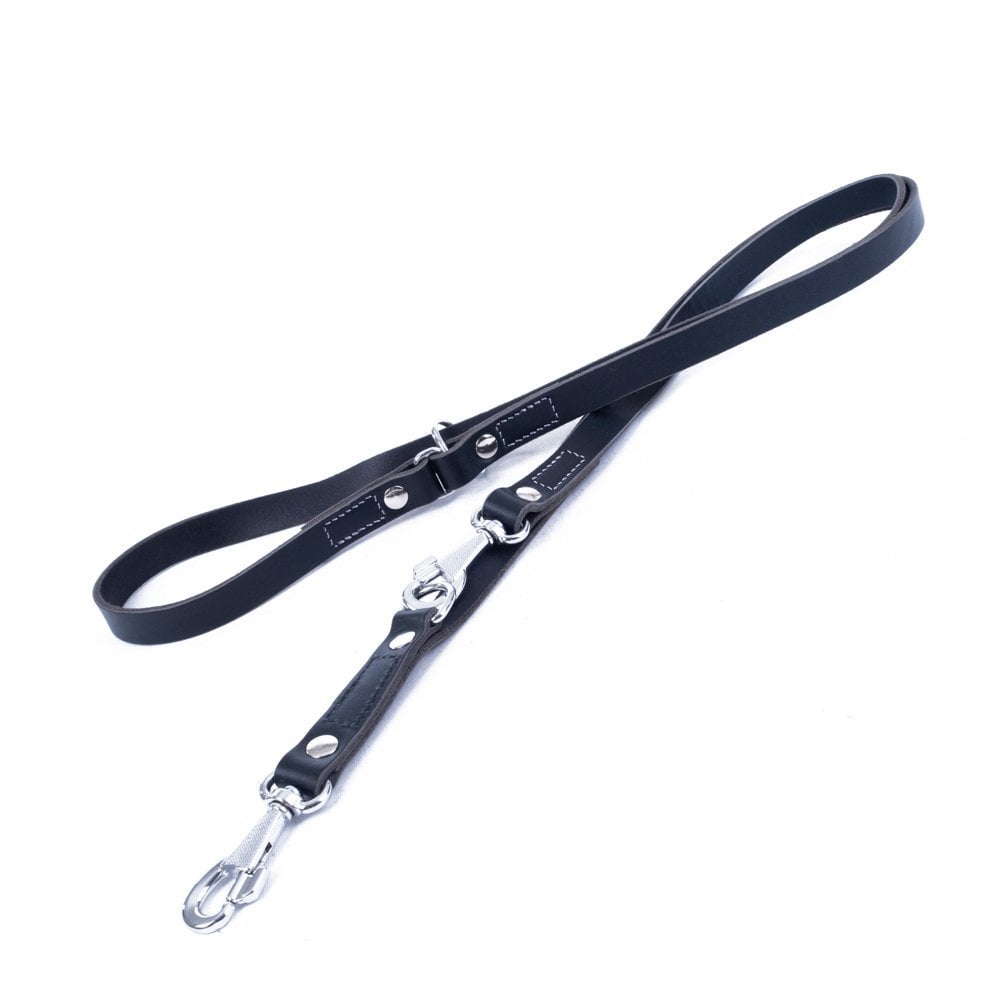 Doggie Ayarlanabilir Seri Klasik Gerçek Deriden El Yapımı  Köpek Gezdirme Kayışı 2x120-200cm - Black