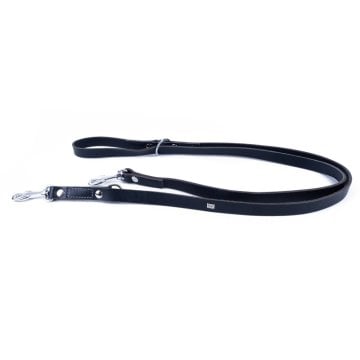 Doggie Ayarlanabilir Seri Klasik Gerçek Deriden El Yapımı  Köpek Gezdirme Kayışı 2x120-200cm - Black