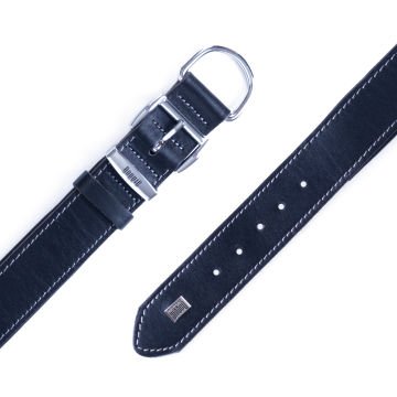 Doggie Konforlu Gerçek Deriden El Yapımı Köpek Boyun Tasması 4x57-65cm - Black