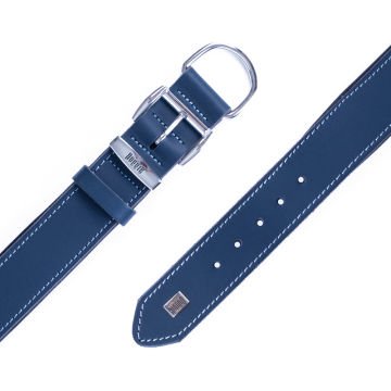 Doggie Konforlu Gerçek Deriden El Yapımı Köpek Boyun Tasması 4x57-65cm - Royal Blue
