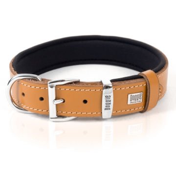 Doggie Konforlu Gerçek Deriden El Yapımı Çivili Köpek Boyun Tasması 3x42-50cm - Camel