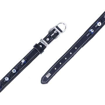 Doggie Konforlu Gerçek Deriden El Yapımı Nazar Boncuklu Köpek Boyun Tasması