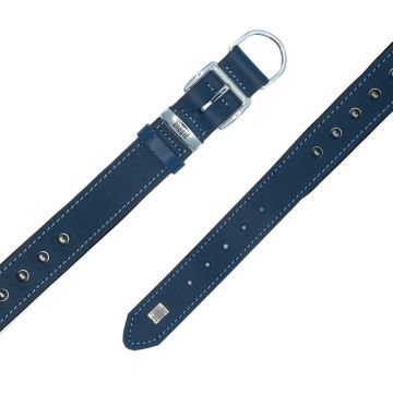 Doggie Konforlu Gerçek Deriden El Yapımı Çivili Köpek Boyun Tasması 3,5x47-55cm - Royal Blue