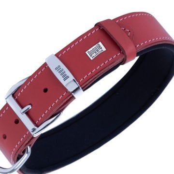 Doggie Konforlu Gerçek Deriden El Yapımı Çivili Köpek Boyun Tasması 3,5x52-60cm - Red