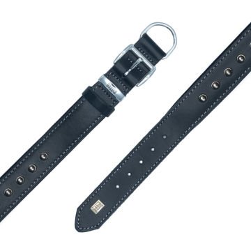 Doggie Konforlu Gerçek Deriden El Yapımı Çivili Köpek Boyun Tasması 3,5x52-60cm - Black