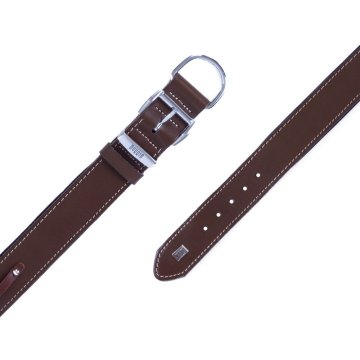 Doggie Konforlu Gerçek Deriden El Yapımı İsimlikli Köpek Boyun Tasması 4x52-60cm - Brown