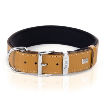 Doggie Konforlu Gerçek Deriden El Yapımı İsimlikli Köpek Boyun Tasması 4x52-60cm - Camel