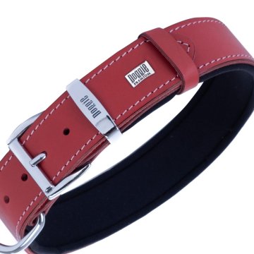 Doggie Konforlu Gerçek Deriden El Yapımı İsimlikli Köpek Boyun Tasması 3,5x52-60cm - Red