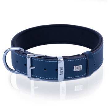 Doggie Konforlu Gerçek Deriden El Yapımı İsimlikli Köpek Boyun Tasması 3,5x52-60cm - Royal Blue