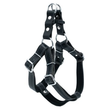 Doggie Konforlu Gerçek Deriden El Yapımı Ronin Model Köpek Göğüs Tasması XS-1,5x35-45cm - Black