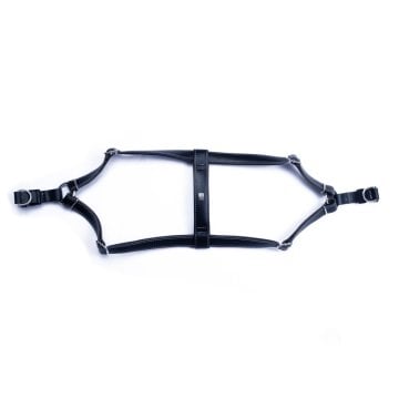 Doggie Konforlu Gerçek Deriden El Yapımı Ronin Model Köpek Göğüs Tasması L-2x55-65cm - Black