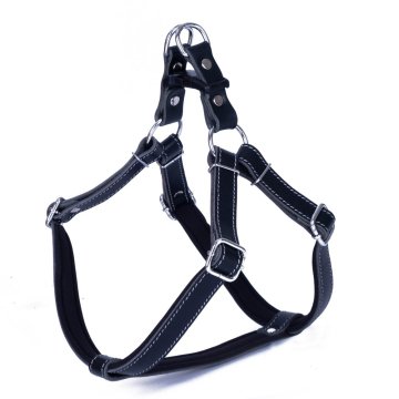 Doggie Konforlu Gerçek Deriden El Yapımı Ronin Model Köpek Göğüs Tasması L-2x55-65cm - Black