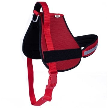 Doggie Havalı Dokumadan El Yapımı Üniforma Model Köpek Göğüs Tasması XL-2,5x70-85cm - Red