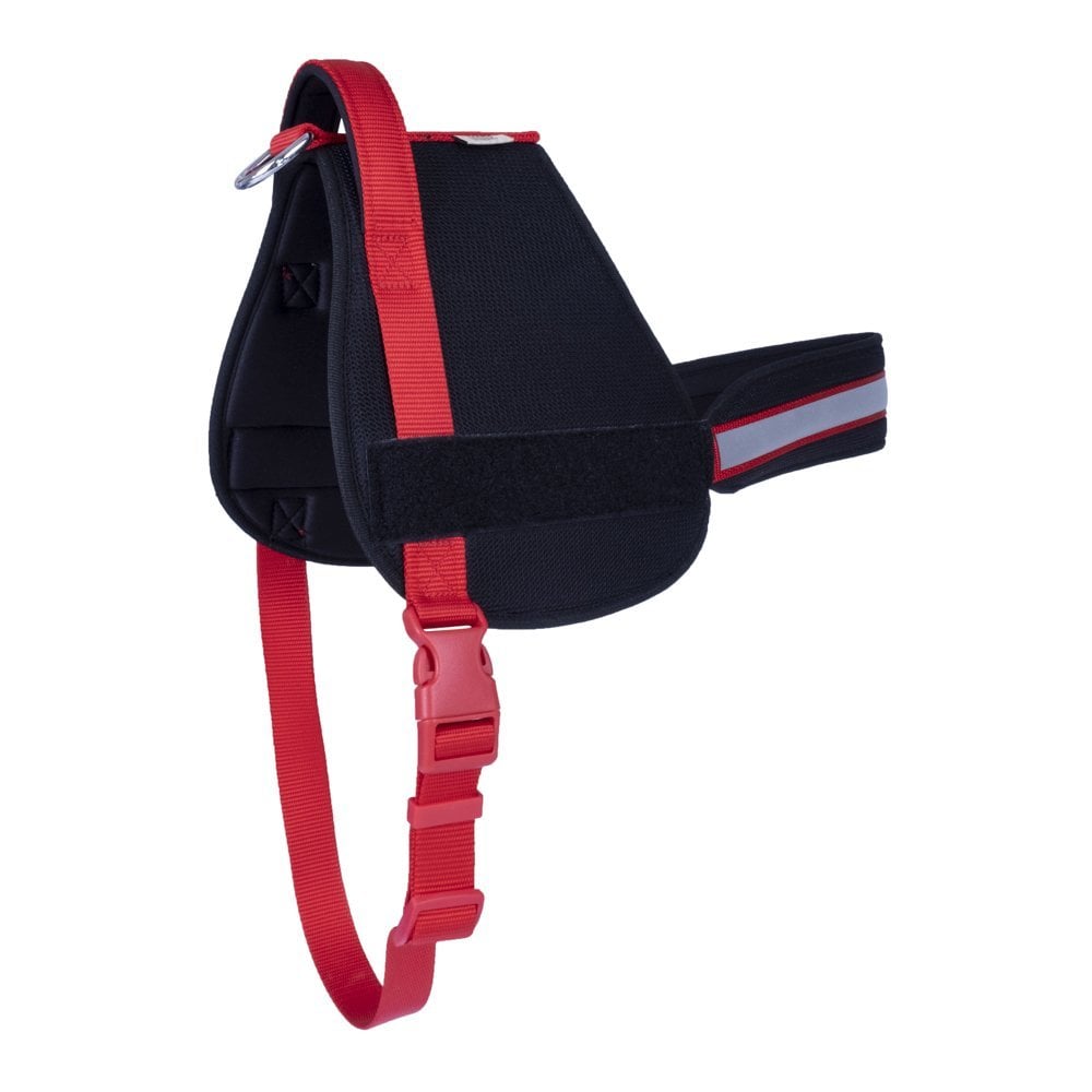 Doggie Havalı Dokumadan El Yapımı Üniforma Model Köpek Göğüs Tasması XL-2,5x70-85cm - Red/Black