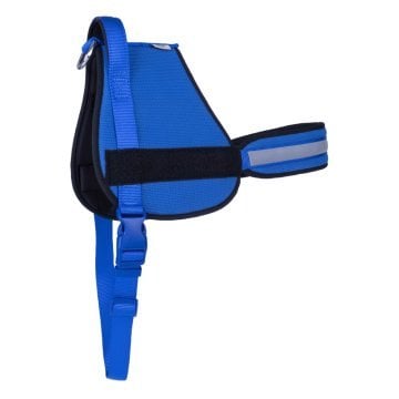 Doggie Havalı Dokumadan El Yapımı Üniforma Model Köpek Göğüs Tasması XL-2,5x70-85cm - Royal Blue