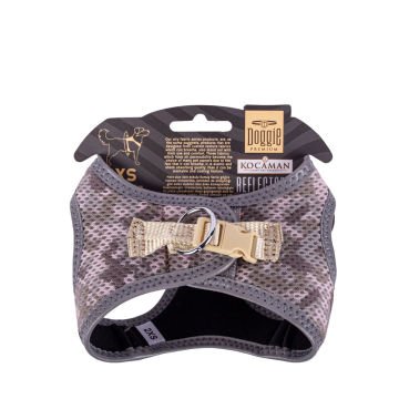 Doggie Havalı Dokumadan Reflektör Serisi El Yapımı Küçük Irk Köpek Göğüs Tasması 2XS 26-30cm - Camo