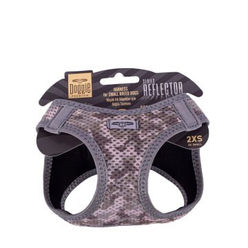 Doggie Havalı Dokumadan Reflektör Serisi El Yapımı Küçük Irk Köpek Göğüs Tasması 2XS 26-30cm - Camo