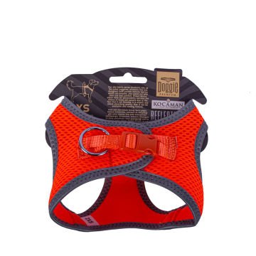 Doggie Havalı Dokumadan Reflektör Serisi El Yapımı Küçük Irk Köpek Göğüs Tasması 2XS 26-30cm - Orange