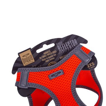 Doggie Havalı Dokumadan Reflektör Serisi El Yapımı Küçük Irk Köpek Göğüs Tasması 2XS 26-30cm - Orange