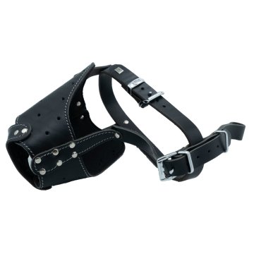 Doggie Eğitim Serisi Gerçek Deriden El Yapımı Uzun Burunlu Köpek Ağızlığı L-2x55-60cm - Black