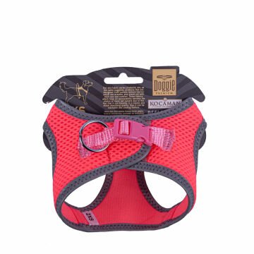 Doggie Havalı Dokumadan Reflektör Serisi El Yapımı Küçük Irk Köpek Göğüs Tasması 2XS 26-30cm - Pink