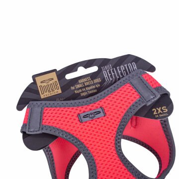 Doggie Havalı Dokumadan Reflektör Serisi El Yapımı Küçük Irk Köpek Göğüs Tasması 2XS 26-30cm - Pink