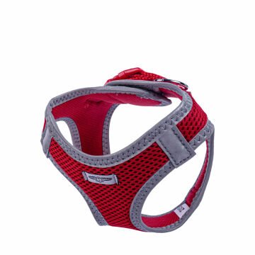 Doggie Havalı Dokumadan Reflektör Serisi El Yapımı Küçük Irk Köpek Göğüs Tasması 2XS 26-30cm - Red