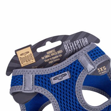 Doggie Havalı Dokumadan Reflektör Serisi El Yapımı Küçük Irk Köpek Göğüs Tasması 3XS 22-26cm - Blue