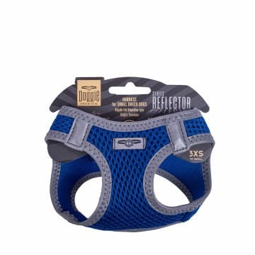Doggie Havalı Dokumadan Reflektör Serisi El Yapımı Küçük Irk Köpek Göğüs Tasması 3XS 22-26cm - Blue