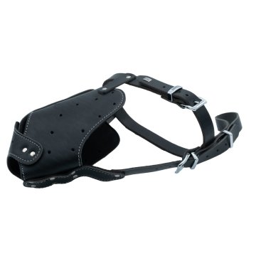 Doggie Eğitim Serisi Gerçek Deriden El Yapımı Uzun Burunlu Köpek Ağızlığı XL-2x60-65cm - Black