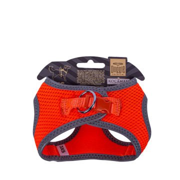 Doggie Havalı Dokumadan Reflektör Serisi El Yapımı Küçük Irk Köpek Göğüs Tasması 3XS 22-26cm - Orange