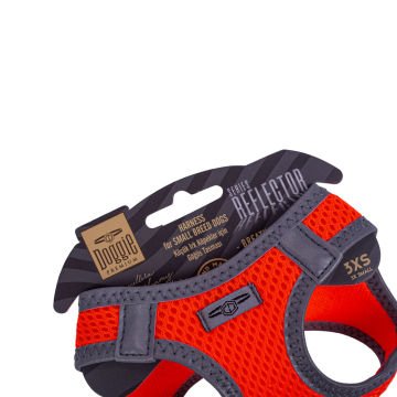 Doggie Havalı Dokumadan Reflektör Serisi El Yapımı Küçük Irk Köpek Göğüs Tasması 3XS 22-26cm - Orange