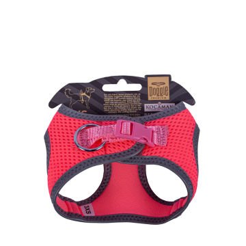 Doggie Havalı Dokumadan Reflektör Serisi El Yapımı Küçük Irk Köpek Göğüs Tasması 3XS 22-26cm - Pink