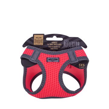 Doggie Havalı Dokumadan Reflektör Serisi El Yapımı Küçük Irk Köpek Göğüs Tasması 3XS 22-26cm - Pink