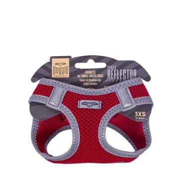 Doggie Havalı Dokumadan Reflektör Serisi El Yapımı Küçük Irk Köpek Göğüs Tasması 3XS 22-26cm - Red