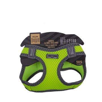 Doggie Havalı Dokumadan Reflektör Serisi El Yapımı Küçük Irk Köpek Göğüs Tasması 3XS 22-26cm - Yellow