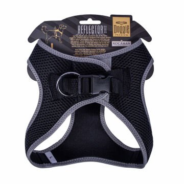 Doggie Havalı Dokumadan Reflektör Serisi El Yapımı Küçük Irk Köpek Göğüs Tasması L 42-48cm - Black