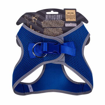 Doggie Havalı Dokumadan Reflektör Serisi El Yapımı Küçük Irk Köpek Göğüs Tasması L 42-48cm - Blue