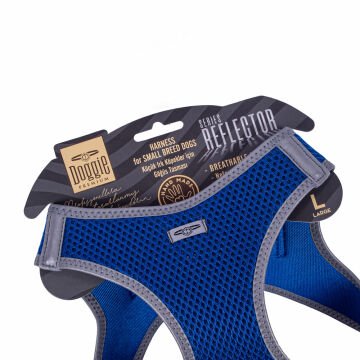 Doggie Havalı Dokumadan Reflektör Serisi El Yapımı Küçük Irk Köpek Göğüs Tasması L 42-48cm - Blue