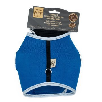 Cattie Havalı Dokumadan El Yapımı Kedi Göğüs & Gezdirme Takımı 1x25-35cm - Royal Blue