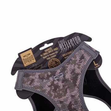 Doggie Havalı Dokumadan Reflektör Serisi El Yapımı Küçük Irk Köpek Göğüs Tasması L 42-48cm - Camo