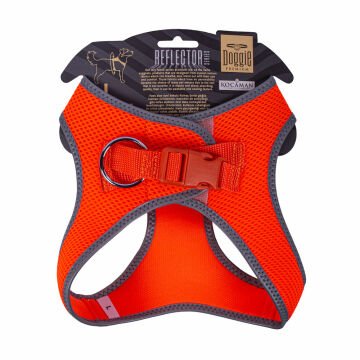 Doggie Havalı Dokumadan Reflektör Serisi El Yapımı Küçük Irk Köpek Göğüs Tasması L 42-48cm - Orange
