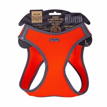 Doggie Havalı Dokumadan Reflektör Serisi El Yapımı Küçük Irk Köpek Göğüs Tasması L 42-48cm - Orange