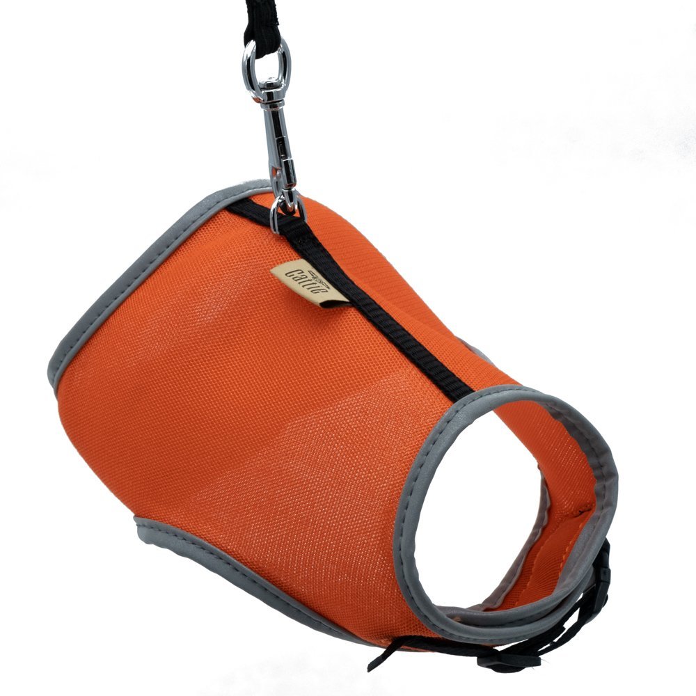 Cattie Havalı Dokumadan El Yapımı Kedi Göğüs & Gezdirme Takımı 1x25-35cm - Orange