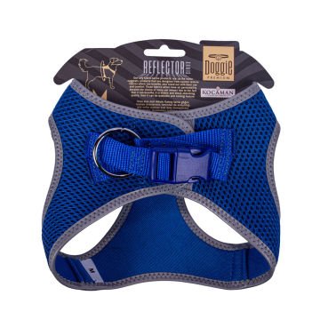 Doggie Havalı Dokumadan Reflektör Serisi El Yapımı Küçük Irk Köpek Göğüs Tasması M 38-44cm - Blue