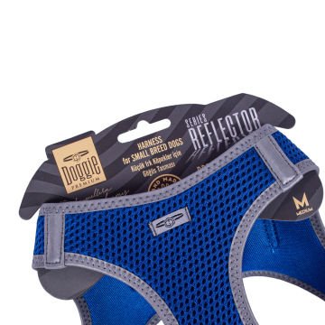 Doggie Havalı Dokumadan Reflektör Serisi El Yapımı Küçük Irk Köpek Göğüs Tasması M 38-44cm - Blue