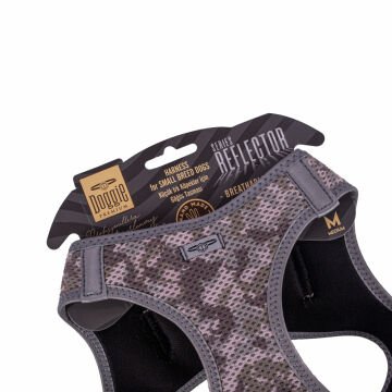 Doggie Havalı Dokumadan Reflektör Serisi El Yapımı Küçük Irk Köpek Göğüs Tasması M 38-44cm - Camo